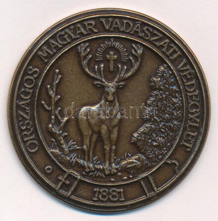 DN 'Országos Vadászati Védegylet - 1881' egyoldalas bronz emlékérem (51mm) T:1,1-