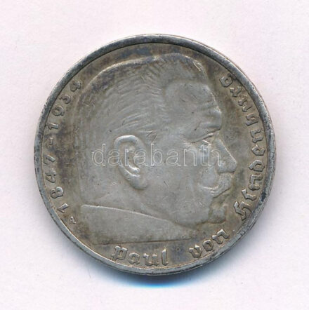 Német Harmadik Birodalom 1934A 5M Ag 'Paul von Hindenburg' T:1- patina German Third Reich 1934A 5 Reichsmark Ag 'Paul von Hindenburg' C:AU patina Krause KM#86