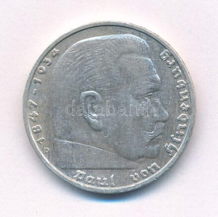 Német Harmadik Birodalom 1936D 5M Ag 'Paul von Hindenburg' T:2 German Third Reich 1936D 5 Reichsmark Ag 'Paul von Hindenburg' C:XF Krause KM#86