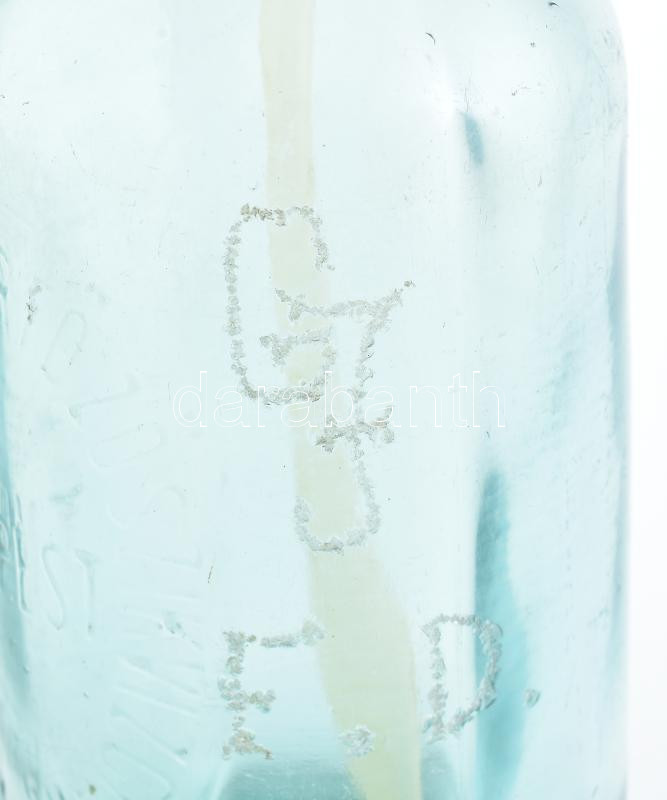 Kőbányai Polgári Serfőzde zöld szikvizes üveg, karcolt monogrammal, kopásnyomokkal, m: 31 cm - Image 2