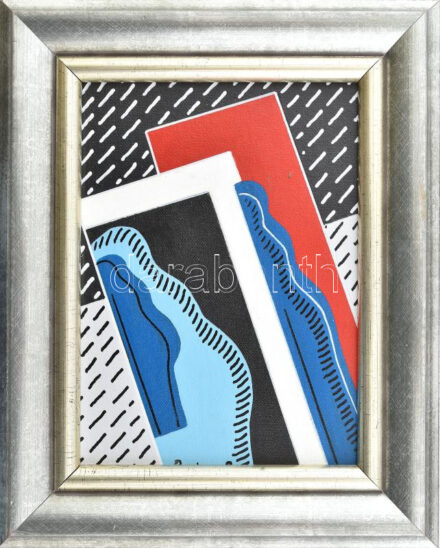 Deim Pál (1932-2016): 'Fekete tükör'. Akril, vásznazott lemez, jelezve balra lent. Hátoldalán autográf felirattal. Fakeretben, 20x15 cm.