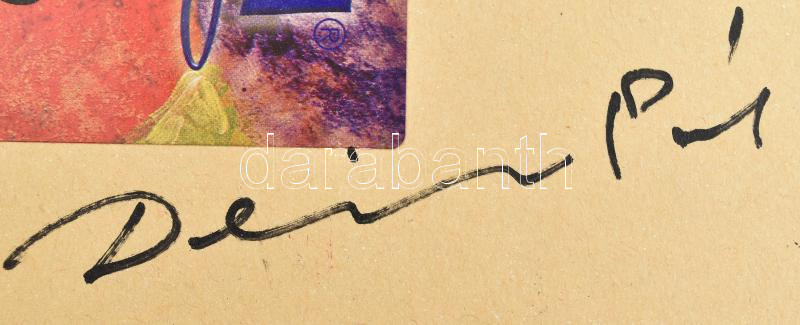 Deim Pál (1932-2016): 'Fekete tükör'. Akril, vásznazott lemez, jelezve balra lent. Hátoldalán autográf felirattal. Fakeretben, 20x15 cm. - Image 3