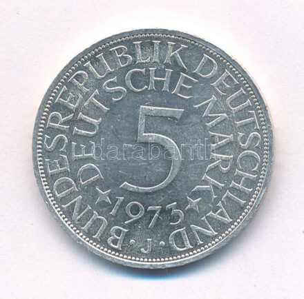 Német Szövetségi Köztársaság 1973J 5M Ag T:1- Federal Republic Germany 1973J 5 Mark Ag C:AU Krause KM#112.1