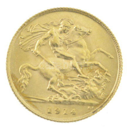 Nagy Britannia 1914. 1/2S Au 'V. György' (3,99g/0.917) T:1- ph. United Kingdom 1914. 1 Sovereign Au 'George V' (3,99g/0.917) C:AU edge error Krause KM#819