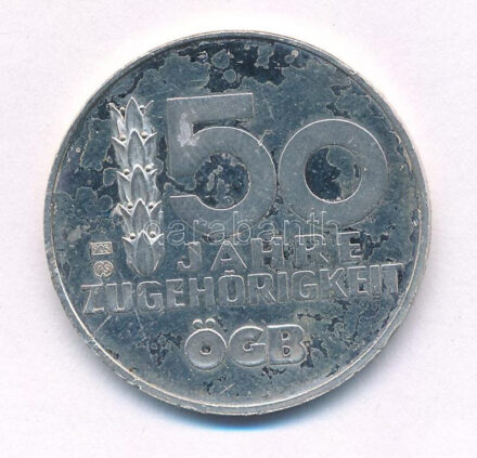 Ausztria DN '50 éve az ÖGB (Osztrák Szakszervezeti Szövetség) tagja' Ag emlékérem (10.08g/0.925/30mm) T:1- (eredetileg PP) Austria ND '50 Jahre Zugehörigkeit ÖGB (Österreichischer Gewerkschaftsbund)' Ag commemorative medallion