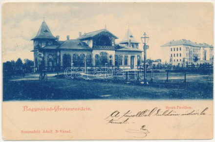 1899 (Vorläufer) Nagyvárad, Grosswardein, Oradea; Sport-Pavillon / Sportpavilon, kerékpárosok. Sonnenfeld Adolf kiadása / sport pavilion, cyclists (EK)