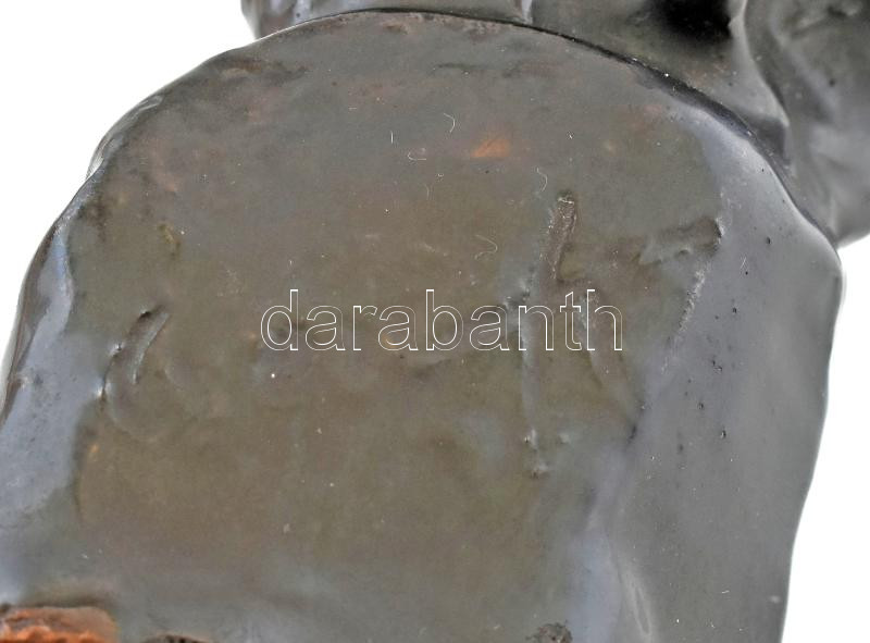 Csenk jelzéssel: Nevető faun. Mázas kerámia, jelzett. 13 cm - Image 3