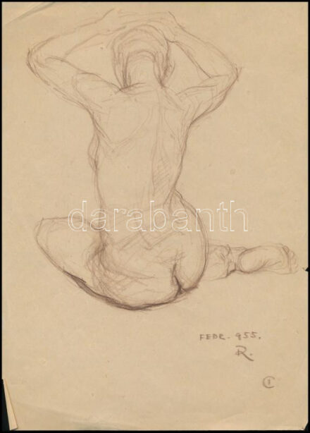 Remsey Jenő (1885-1970): Hátakt. Tus, papír. Jelzett. 29x21 cm