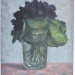 Azonosítatlan jelzéssel: Csendélet, portré Kétoldalas. Olaj, fa. 23x19 cm - Image 2