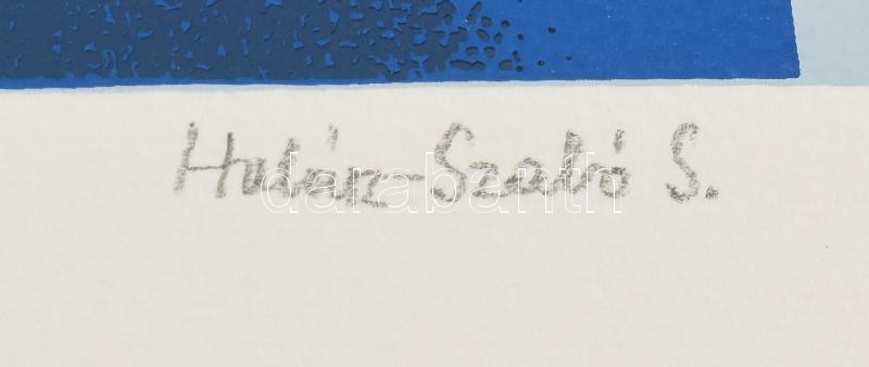 Halász Szabó Sándor (1920-1997): Absztrakt formák. Szitanyomat, papír, jelzett, művészpéldány E.A. jelzéssel, 41x29 cm - Image 3