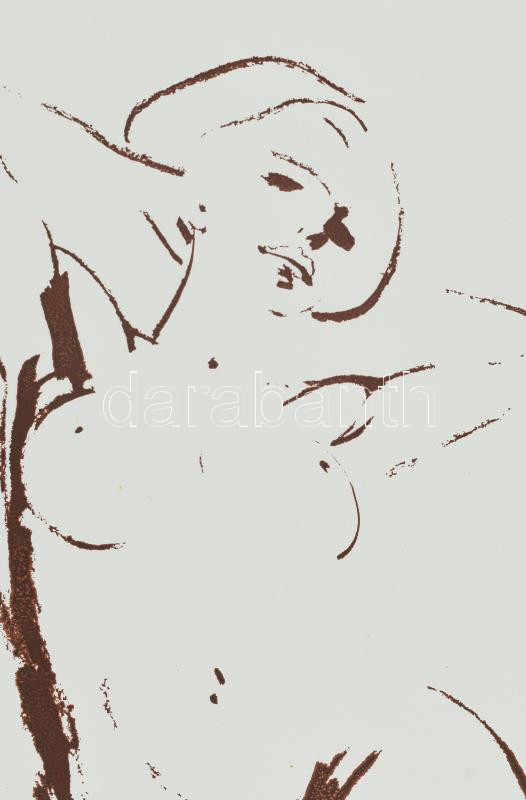 Gyémánt László (1935-): Akt. Szitanyomat, papír, jelzett, művészpéldány E.A./Ex. jelzéssel, lapméret: 65x49 cm / László Gyémánt (1935-): Lying nude. Screenprint on paper, signed, artist's proof, 65x49 cm - Image 2