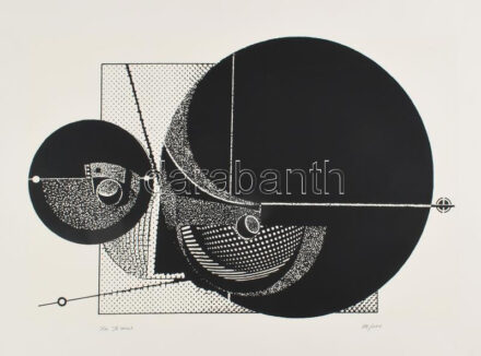 Joseph Kádár (1936-2019): Dualista kompozíció. Szitanyomat, papír, jelzett, számozott (99/100), hátoldalán a művész bélyegzőjével, 37x55 cm / Joseph Kádár (1936-2019): Dualist composition. Screenprint on paper, signed, numbered