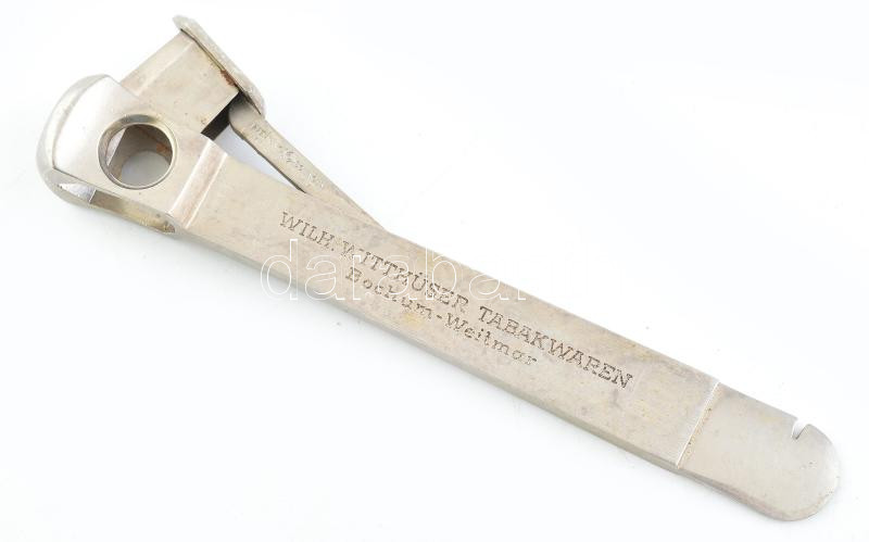Dekoratív fém, szivarvágó, jelzett, h: 15 cm