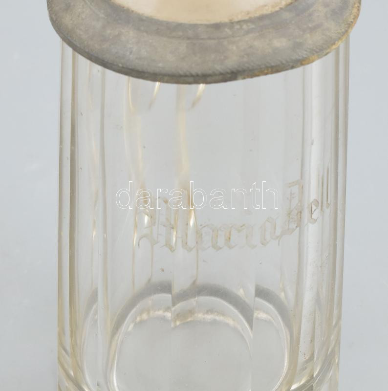 Antik vadászkorsó, üveg, ön fedő, korának megfelelő sérülésekkel, kopásokkal!!!. m: 14 cm - Image 2