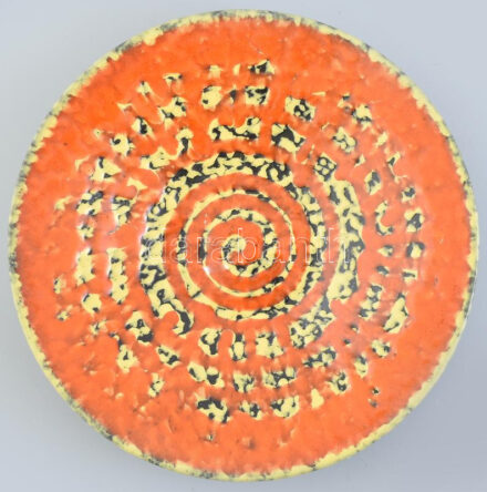 Péter Mária kerámiatál, jelzett, hibátlan, d: 28 cm