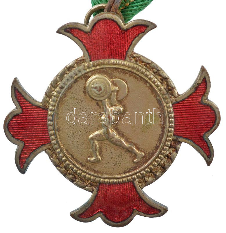1941. ezüstözött, zománcozott bronz súlyemelő díjérem szalagon, hátoldalán 'Bp. Súlyem. Bajn. 1941. I.' gravírozással (47x47mm). Ebben az évben a Sós, Kökényes, Horváth, Papvári, Bálint fémjelezte Detektív AC nyerte a