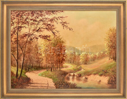 Olvashatatlan jelzéssel: Őszi táj. Olaj, vászon. Fa keretben: 80cm x 60cm