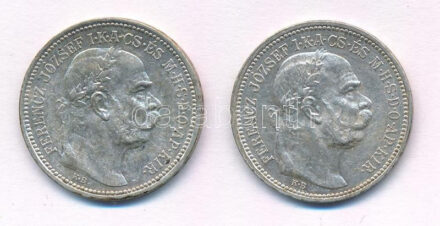 1915KB 1K Ag 'Ferenc József' (2x) T:1- patina Adamo K5.1