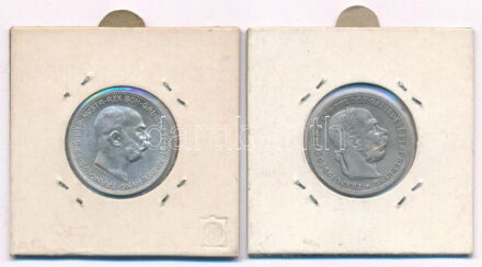 Ausztria 1902-1915. 1K Ag 'Ferenc József' (2xklf) T:2-,1- Austria 1902-1915. 1 Corona Ag 'Franz Joseph' (2xdiff) C:VF,AU Krause KM#2804, KM#2820.