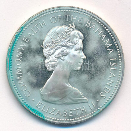 Bahamák 1973. 1$ Ag 'II. Erzsébet' forgalomba nem került érme T:1- (PP) patina, ujjlenyomat Bahamas 1973. 1 Dollar Ag 'Elizabeth II' non-circulating coin C:AU (PP) patina, fingerprints Krause KM#22