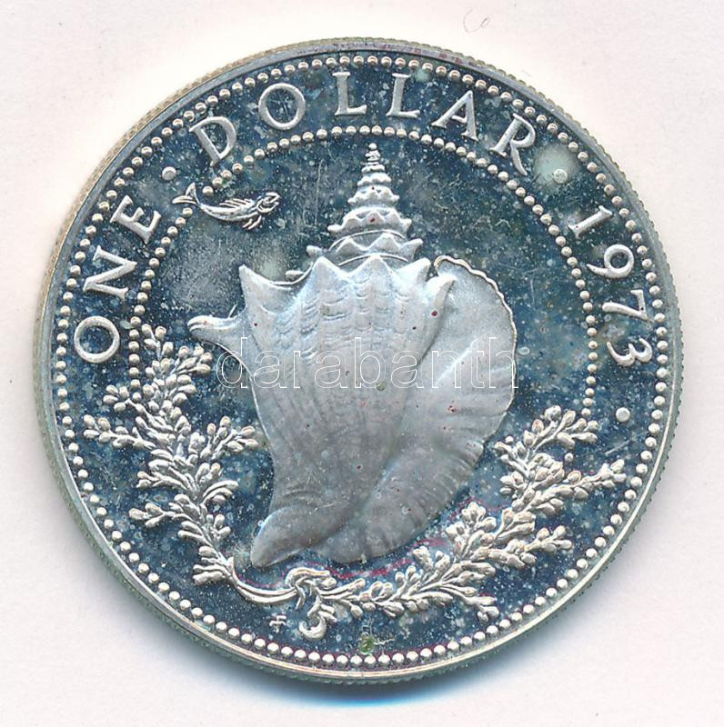 Bahamák 1973. 1$ Ag 'II. Erzsébet' forgalomba nem került érme T:1- (PP) patina, ujjlenyomat Bahamas 1973. 1 Dollar Ag 'Elizabeth II' non-circulating coin C:AU (PP) patina, fingerprints Krause KM#22 - Image 2