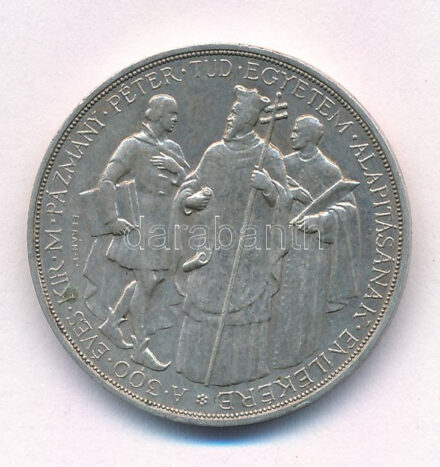 1935. 2P Ag 'Pázmány' T:1- patina Adamo P7.1
