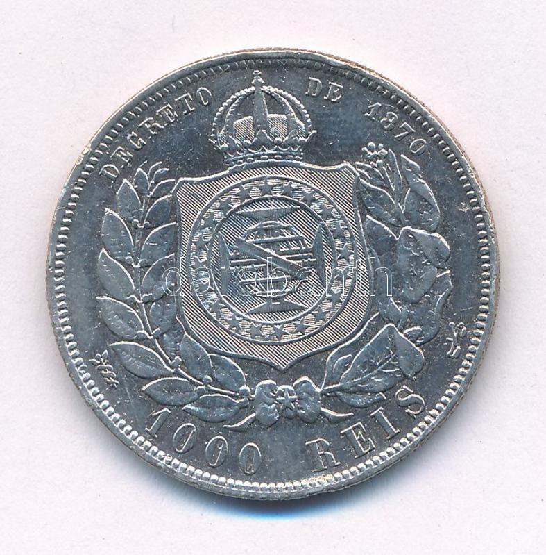 Brazília 1878. 1000R Ag T:2- ph. Brazil 1878. 1000 Reis Ag C:VF edge error Krause KM# 481 - Image 2