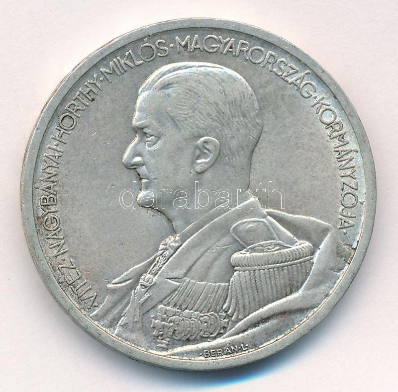 1939. 5P Ag 'Horthy balra' T:1- patina Adamo P8.2