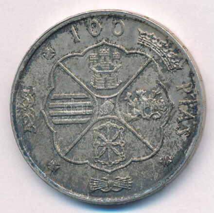 Spanyolország 1966. (68) 100P Ag 'Franco' T:1- patina Spain 1966. (68) 100 Pesetas Ag 'Franco' C:AU patina Krause KM#797