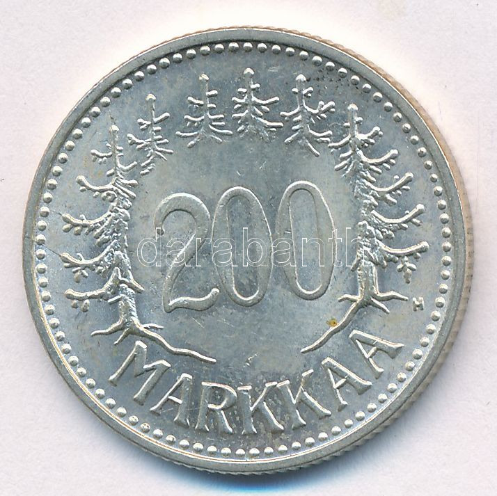 Finnország 1956H 200M Ag T:2,2- Finland 1956H 200 Markaa Ag C:XF,VF Krause KM#42