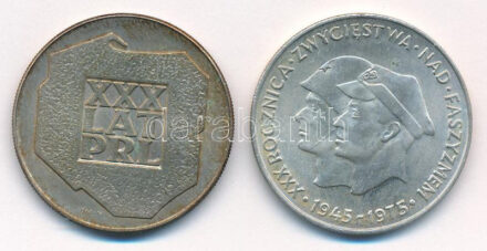 Lengyelország 1974. 200Zl Ag 'A Lengyel Népköztársaság 30. évfordulója' + 1975. 200Zl Ag 'A fasizmus felett aratott győzelem 30. évfordulója' T:1,1- kis patina Poland 1974. 200 Zlotych Ag '30th Anniversary - Polish Peoples Republic' +