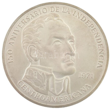 Panama 1971. 20B Ag 'Közép-Amerika függetlenségének 150. évfordulója' (131,27g/0.925) T:1- patina Panama 1971. 20 Balboas Ag '150th Anniversary of the Independence of Central America' (131,27g/0.925) C:AU patina Krause KM#31