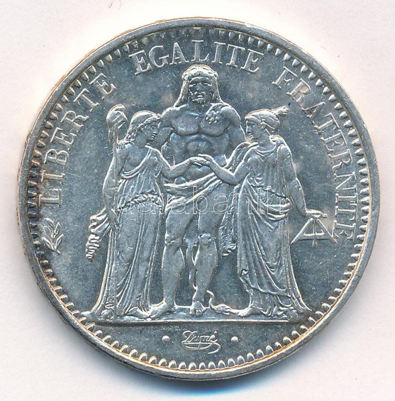 Franciaország 1967. 10Fr Ag 'Herkules csoport' T:1- patina France 1967. 10 Francs Ag 'Hercules group' C:AU patina Krause KM#932