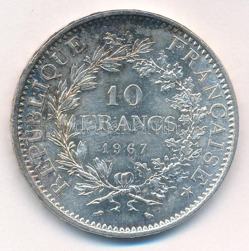 Franciaország 1967. 10Fr Ag 'Herkules csoport' T:1- patina France 1967. 10 Francs Ag 'Hercules group' C:AU patina Krause KM#932 - Image 2