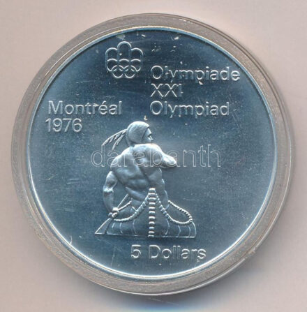 Kanada 1974. 5$ Ag 'Montreali olimpia - Kenu' T:BU Canada 1974. 5 Dollars Ag 'Montreal Olympic Games - Canoeing' C:BU Krause KM#92