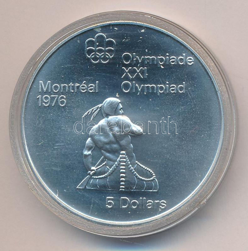 Kanada 1974. 5$ Ag 'Montreali olimpia - Kenu' T:BU Canada 1974. 5 Dollars Ag 'Montreal Olympic Games - Canoeing' C:BU Krause KM#92