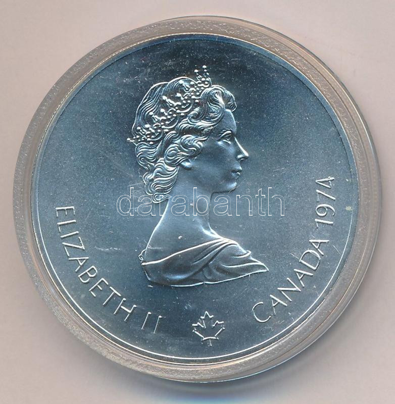 Kanada 1974. 5$ Ag 'Montreali olimpia - Kenu' T:BU Canada 1974. 5 Dollars Ag 'Montreal Olympic Games - Canoeing' C:BU Krause KM#92 - Image 2