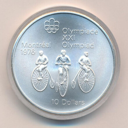 Kanada 1974. 10$ Ag 'Montreali olimpia - Kerékpározás' T:BU Canada 1974. 10 Dollars Ag 'Montreal Olympic Games - Cycling' C:BU Krause KM#96