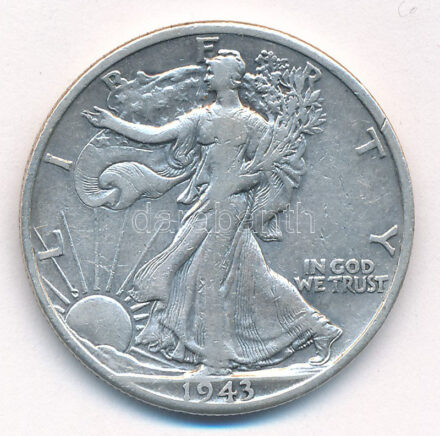 Amerikai Egyesült Államok 1943. 1/2$ Ag 'Walking Liberty' T:2-,3 patina USA 1943. 1/2 Dollar Ag 'Walking Liberty' C:VF,F patina Krause KM#142
