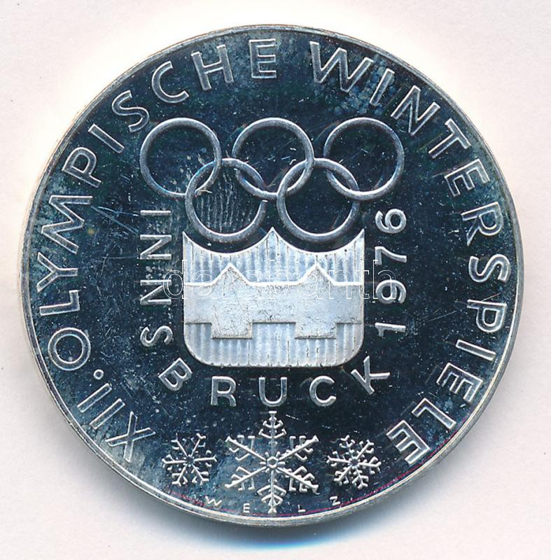 Ausztria 1974. 100Sch Ag 'Innsbruck - XII. téli olimpia 1976 / Lesikló sánc' T:1- (PP) ujjlenyomatos Austria 1974. 100 Schilling Ag 'Winter Olympics Innsbruck 1976 / Ski take-off ramp' C:AU (PP) fingerprints Krause KM#2926