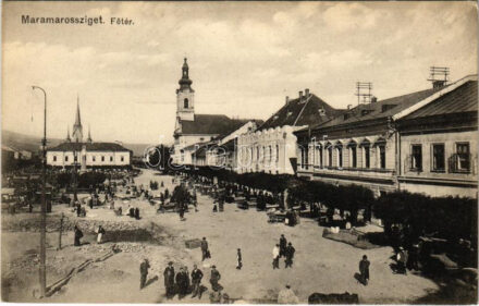 Máramarossziget, Sighetu Marmatiei; Fő tér, piac. Wizner és Dávid kiadása / main square, market