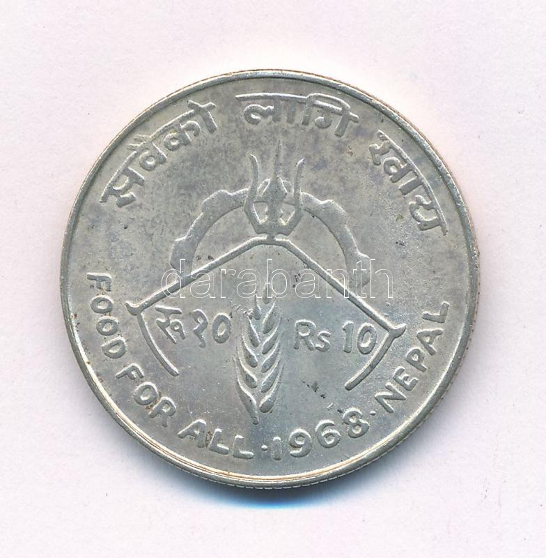 Nepál 1968. 10R Ag 'FAO' T:2 Nepal 1968. 10 Rupees Ag 'FAO' C:XF Krause KM#794