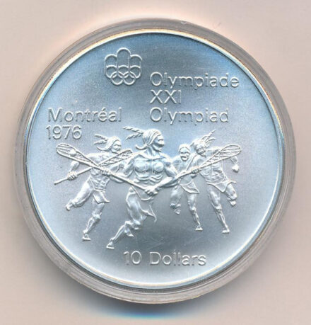 Kanada 1974. 10$ Ag 'Montreali Olimpia - Lacrosse' kapszulában T:BU Canada 1974. 10 Dollars Ag 'Montreal Olympic Games - Lacrosse' in capsule C:BU Krause KM#96