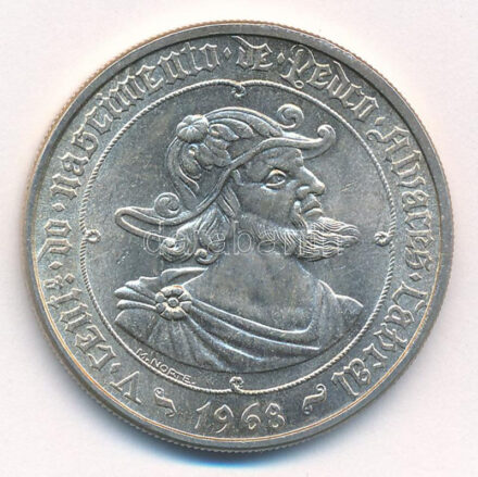 Portugália 1968. 50E Ag 'Pedro Alvarez Cabral' T:1- Portugal 1968. 50 Escudos Ag 'Pedro Alvares Cabral' C:AU Krause KM#593