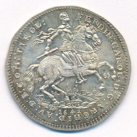 Ausztria 1642 (1963). 2D Ag utánveret T:1- patina Austria 1642 (1963). 2 Ducat Ag restrike C:AU patina Krause X# M29a