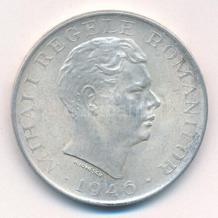 Románia 1946. 100.000L Ag 'I. Mihály' T:2 ph, patina Romania 1946. 100.000 Lei Ag 'Mihai I' C:XF edge error, patina Krause KM#71