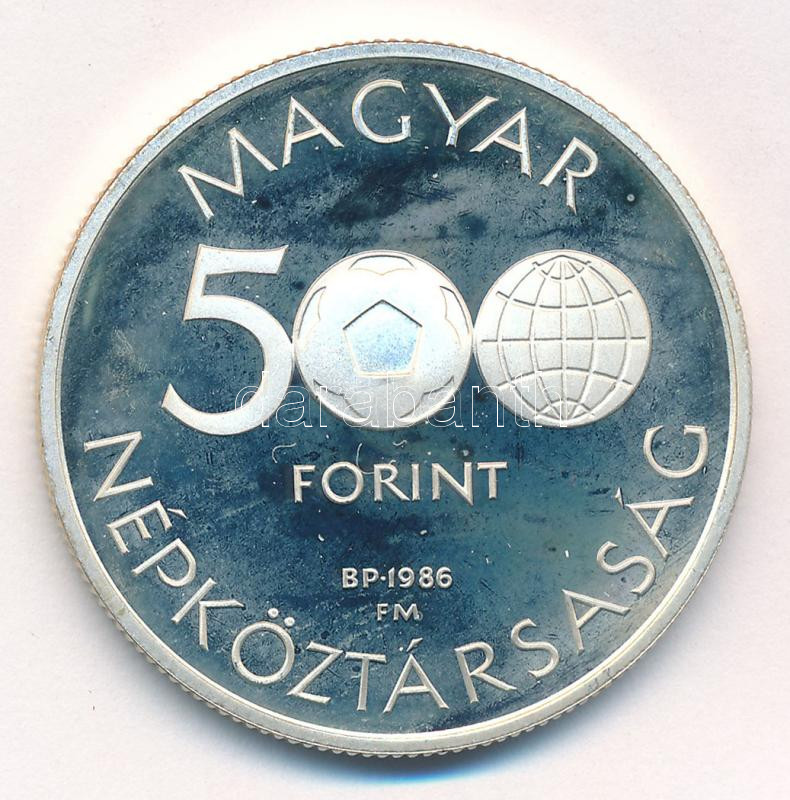 1986. 500Ft Ag 'Labdarúgó Világbajnokság - Mexikó 1986' T:PP patina, ujjlenyomat Adamo EM95 - Image 2