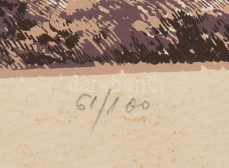 Dátu Viktor (1932-): Vizesárok. Szitanyomat, papír, jelzett. Számozott (61/100). Lap széle kissé foltos. 24×29,5 cm - Image 2