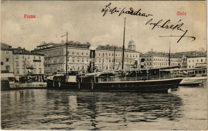 1912 Fiume, Rijeka; Molo / kikötő, gőzhajó / port, steamship (fl)