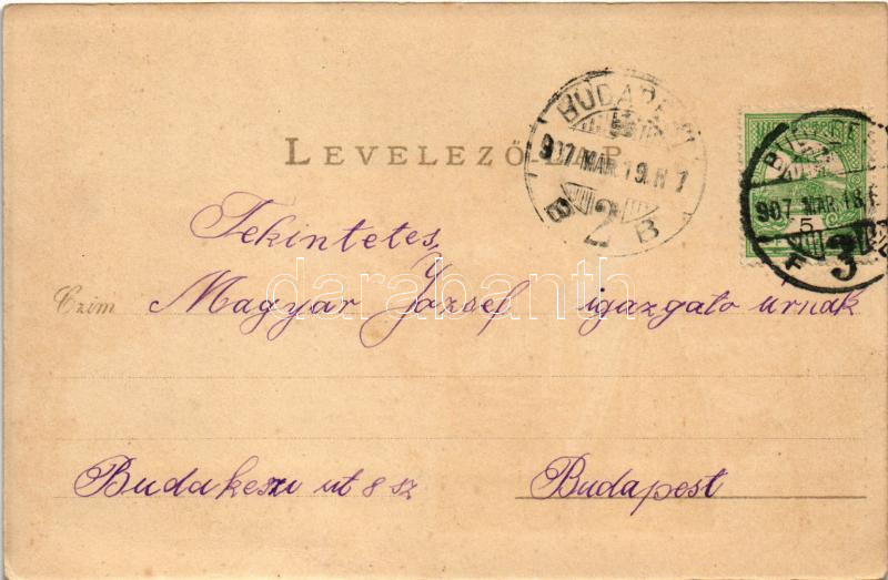 1907 Húsvéti üdvözlet. Világosság felé tartandó lap / Easter greeting art postcard. hold to light litho (EK) - Image 2